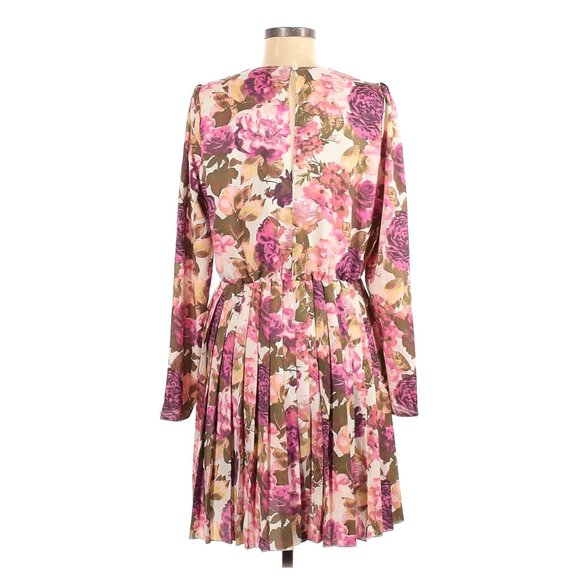 LEITH Floral Print Long Sleeve Pleated Dress sz M - Picture 4 of 10